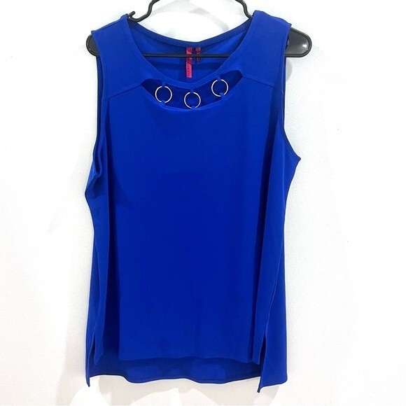 Electric blue 3 ring sleeveless top size large - Picture 1 of 5